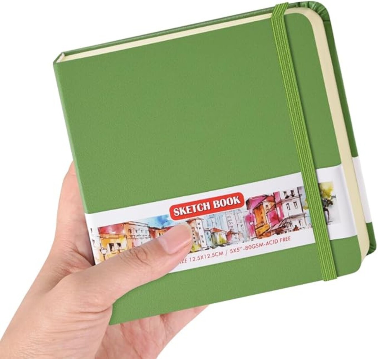 5x5 inches 80gsm 96sheets/192 Pages Notebooks Blank Sketchbooks (Green)